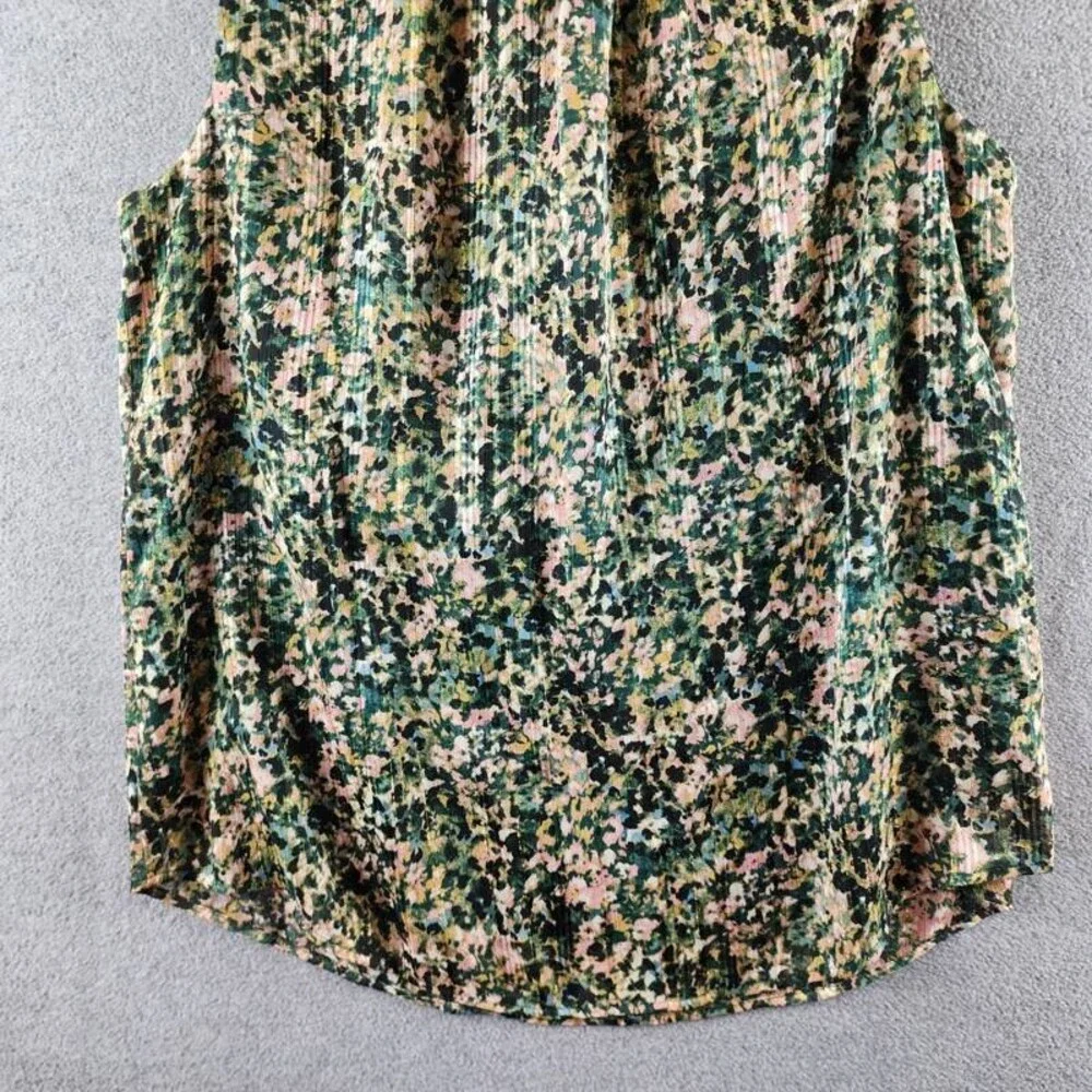 Anne Klein Tulla Printed Tie-Neck Blouse Women's M Pine Forest Multi Pullover - Picture 12 of 13